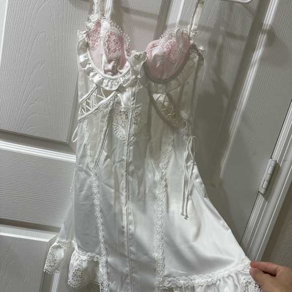 For Love And Lemons White Heart Window Slip Dress XXS - Picture 2 of 9
